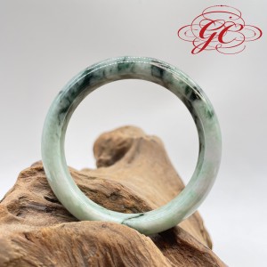 【肌容雪】天然緬甸A貨飄花翡翠手鐲 編號15 (鐲寬 58.0mm #18.5號)