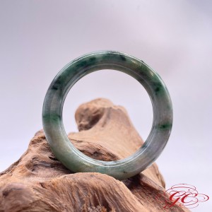 【肌容雪】天然緬甸A貨陽春綠飄花翡翠手鐲 編號710 (鐲寬56.8mm #18.5號)