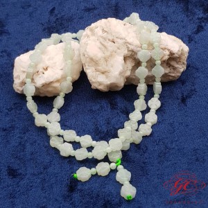 【肌容雪】天然緬甸A貨綠花翡翠四葉草造型珠手串 編號92