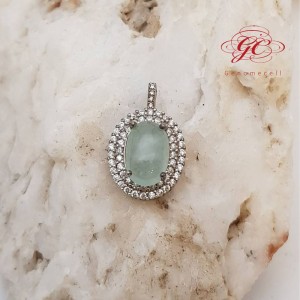 【肌容雪】天然緬甸A貨冰綠翡翠蛋面吊墜 編號604