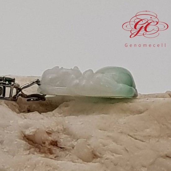 【肌容雪】天然緬甸白底青翡翠佛公吊飾 編號332
