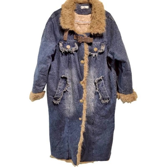 二手韓版牛仔外套(99新, 肩48胸58長124)-編號260112-1