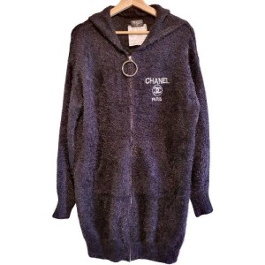 二手奢侈品香奈兒CHANEL黑色羊毛外套(9.9新, 肩60胸60長95)-編號L234