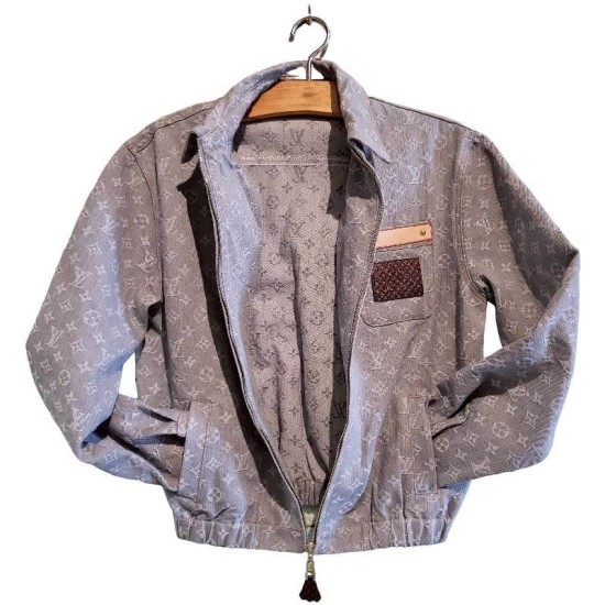 二手奢侈品LV路易威登藍灰牛仔外套(9.9新, 肩48胸54長65)-編號L238
