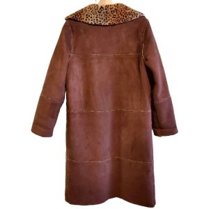 二手奢侈品香奈兒CHANEL豹紋麂皮羊絨毛外套(99新, 肩42胸56長102)-編號L240