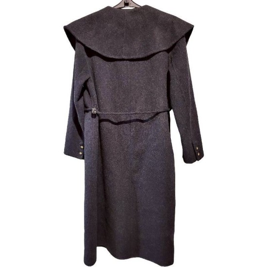 二手奢侈品迪奧DIOR黑色羊毛外套(9.9新, 肩48胸60長117)-編號L241