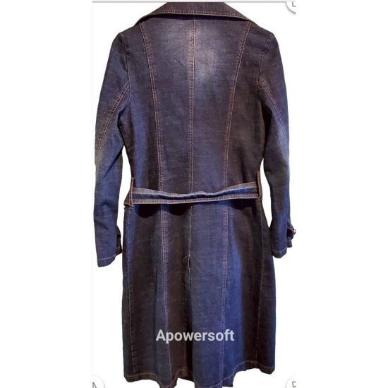 二手中古手工款香奈兒黑灰色牛仔洋裝外套(9.9新, 肩38胸48長112)-編號S16