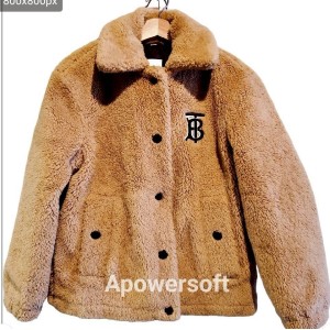 二手奢侈品BurberryTB新款泰迪熊羊羔毛外套(9.9新, 肩48胸50長70)-編號S18