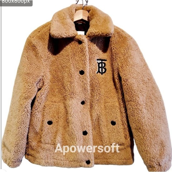 二手奢侈品BurberryTB新款泰迪熊羊羔毛外套(9.9新, 肩48胸50長70)-編號S18