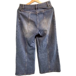 二手奢侈品香奈兒Chanel淺藍色寬版牛仔褲 (9.9新, 腰38臀50長90)-編號S100