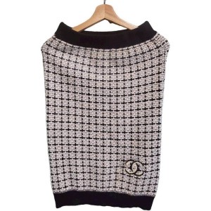 二手奢侈品香奈兒Chanel黑白花呢針織毛裙 (9.9新, 腰30有彈性臀42長60)-編號S103