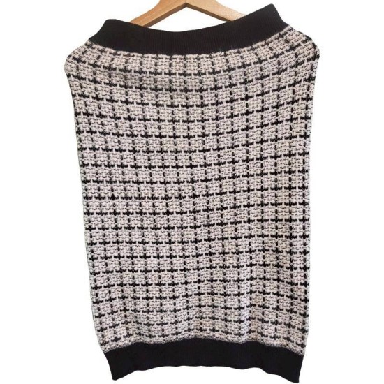 二手奢侈品香奈兒Chanel黑白花呢針織毛裙 (9.9新, 腰30有彈性臀42長60)-編號S103