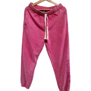 二手奢侈品香奈兒Chanel粉色棉質運動褲 (9.9新, 腰37臀52長102)-編號S104