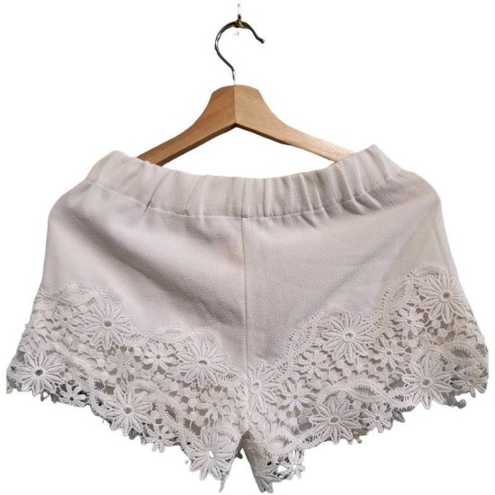 二手奢侈品香奈兒Chanel Boutique 白色蕾絲滾邊短褲(9.9新, 腰38有彈性臀48長26)-編號S105