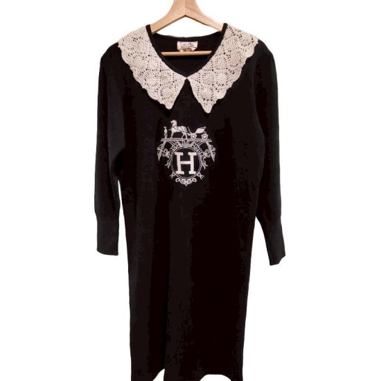 二手奢侈品愛馬仕Hermès黑色連身裙 (9.9新, 肩48胸50長100)-編號S106