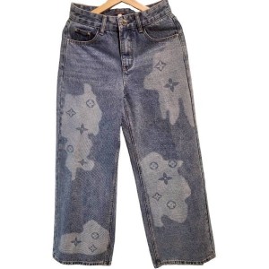 二手奢侈品LV路易威登Monogram花紋牛仔長褲 (9.9新,腰34臀50長100)-編號S109