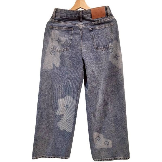 二手奢侈品LV路易威登Monogram花紋牛仔長褲 (9.9新,腰34臀50長100)-編號S109