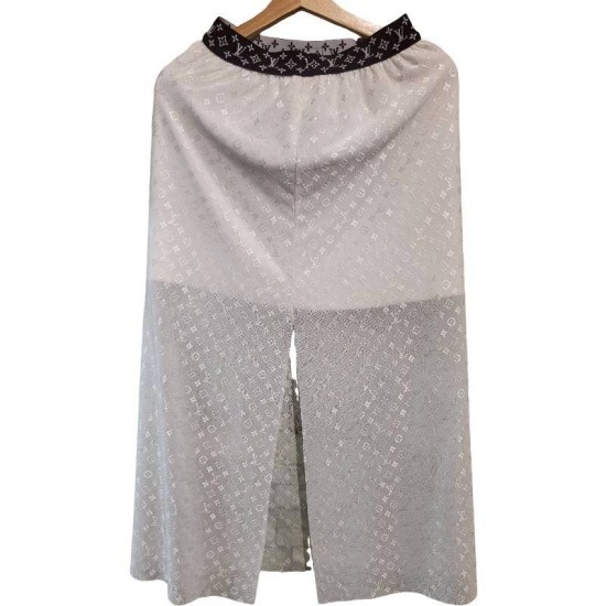 二手奢侈品LV路易威登花紋長裙 (後開叉有漏線，特惠價)(9.9新, 腰30有彈性臀48長86)-編號S111