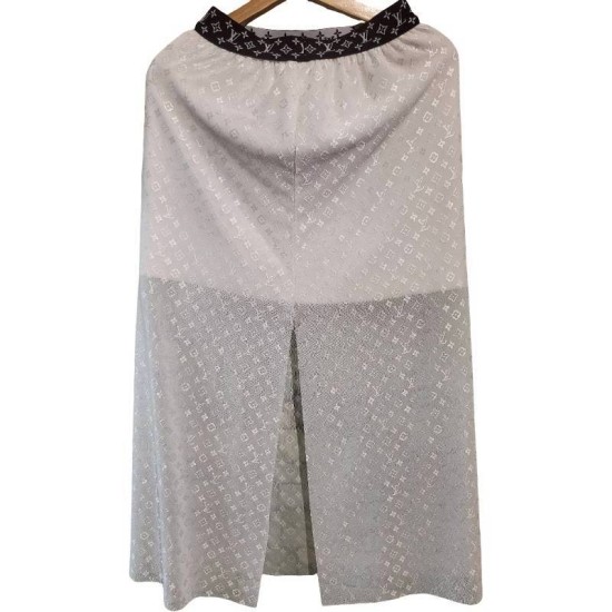 二手奢侈品LV路易威登花紋長裙 (後開叉有漏線，特惠價)(9.9新, 腰30有彈性臀48長86)-編號S111