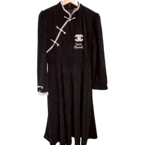 二手奢侈品香奈兒Chanel旗袍風格連身裙(9.9新, 肩38胸43長116)-編號S118