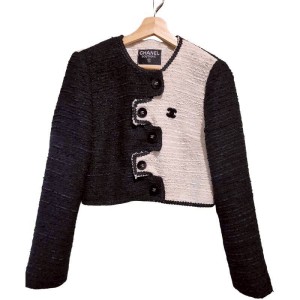 二手奢侈品香奈兒Chanel Boutique 黑白粗花呢外套(9.9新, 肩38胸45長43)-編號S120