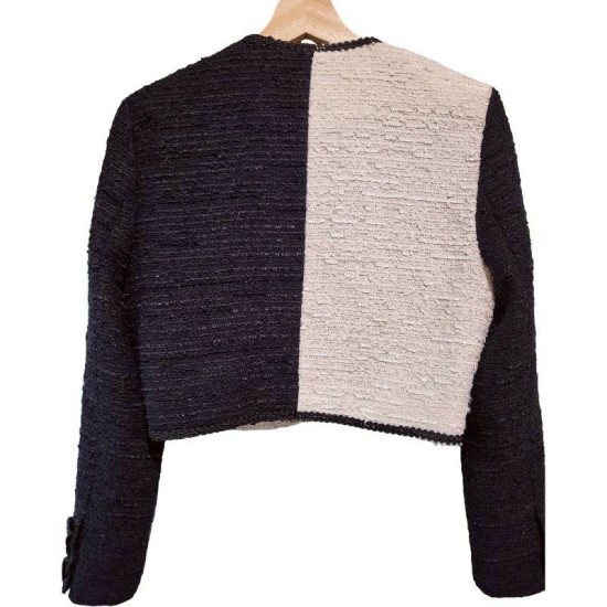 二手奢侈品香奈兒Chanel Boutique 黑白粗花呢外套(9.9新, 肩38胸45長43)-編號S120