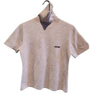 二手奢侈品MiuMiu 喀什米爾短袖高領毛衣 (肩38胸45長54)-編號S124