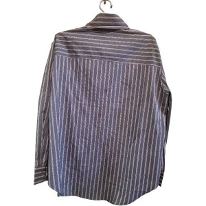 二手奢侈品Chanel香奈兒藍白條紋襯衫 (9.9新, 肩48胸56長80)-編號S127