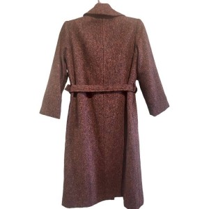 二手奢侈品Chanel香奈兒復古粗花呢綁帶長大衣(9.9新, 肩38胸46長113)-編號S131