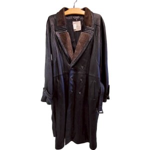 二手奢侈品Chanel香奈兒黑色皮革長版大衣 (9.9新, 肩56胸60長127)-編號S133