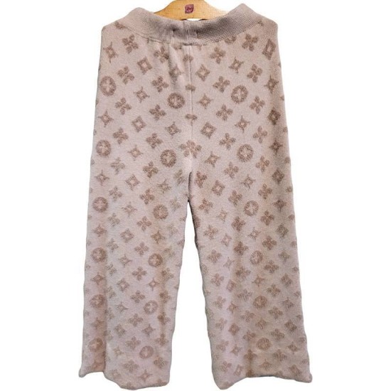 二手奢侈品LV路易威登Monogram提花針織闊腿褲 (9.9新, 腰38臀50長102)-編號S136