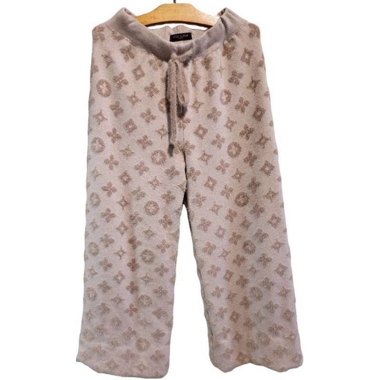 二手奢侈品LV路易威登Monogram提花針織闊腿褲 (9.9新, 腰38臀50長102)-編號S136