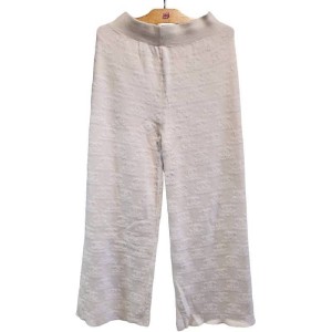 二手奢侈品Chanel香奈兒白色寬腿抽繩褲 (9.9新, 腰32臀48長103)-編號S137