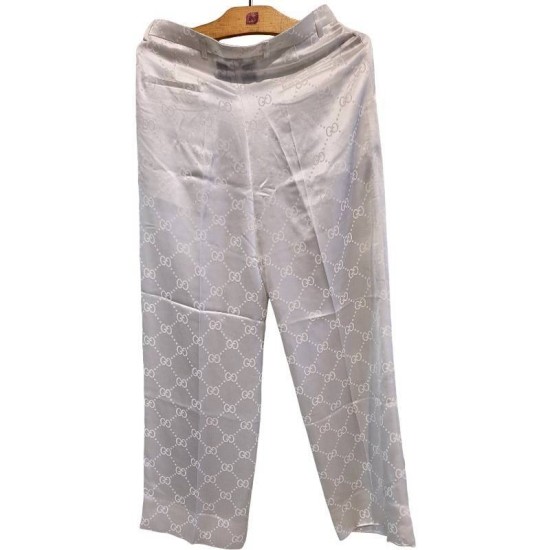 二手奢侈品Gucci古馳GG緞面闊腿褲 (9.9新, 腰36臀50長100)-編號S138