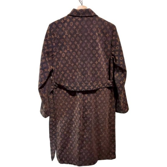 二手奢侈品LV滿版 Monogram 印花風衣 (9.9新, 肩40胸50長114)-編號S146