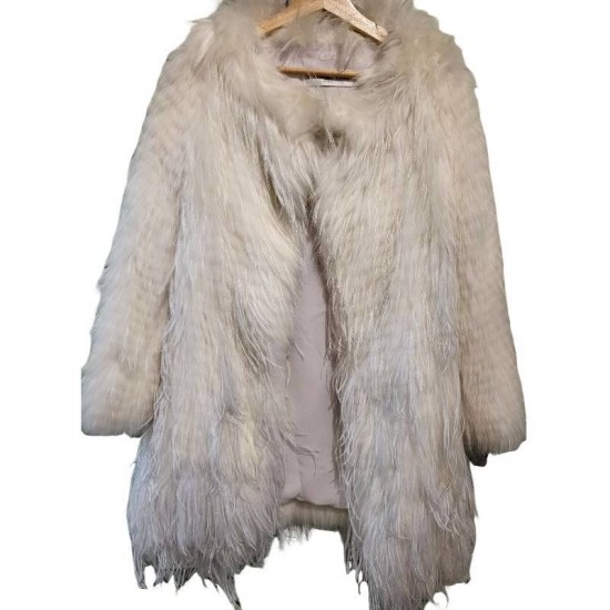 二手奢侈品Dior迪奥桑蚕絲內裡鴕鳥毛仙氣長款毛草大衣 (9.9新, 肩40×胸48×長88, 官碼36)-編號S147