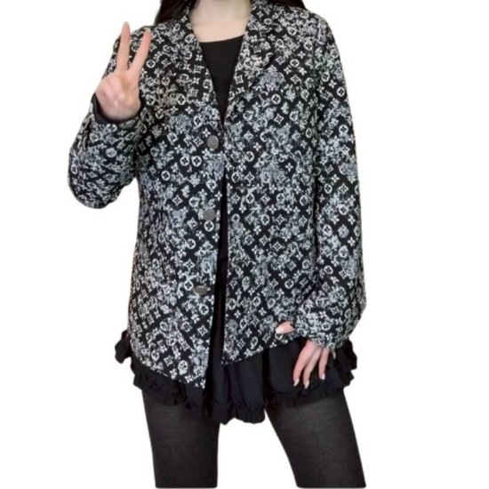 二手奢侈品LV路易威登Monogram老花滿版印花夾克(9.9新, 肩40×胸48×長68)-編號S149