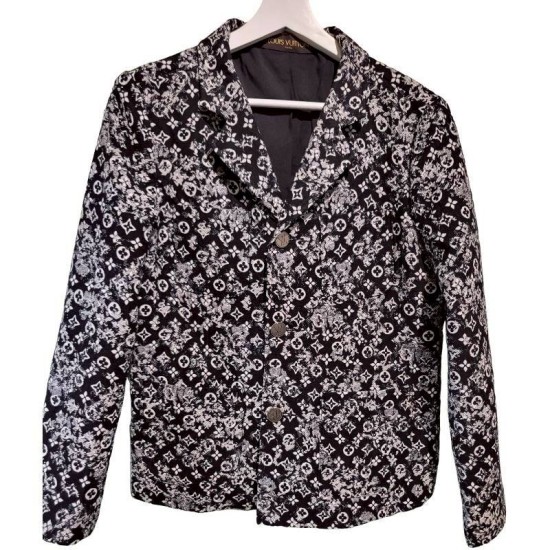 二手奢侈品LV路易威登Monogram老花滿版印花夾克(9.9新, 肩40×胸48×長68)-編號S149