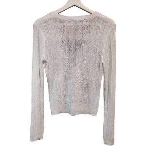 二手奢侈品Dior迪奧白色V領針織開衫 (9.9新, 肩42×胸48×長50)-編號S154