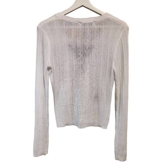 二手奢侈品Dior迪奧白色V領針織開衫 (9.9新, 肩42×胸48×長50)-編號S154