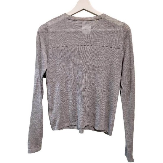 二手奢侈品Chanel香奈兒Uniform系列灰色長袖針織上衣(9.9新, 肩36×胸48×長58)-編號S155