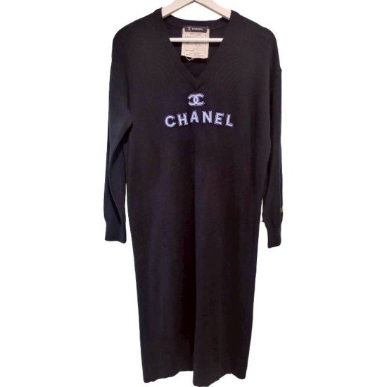 二手奢侈品Chanel香奈兒經典雙 C 連衣裙(9.9新, 肩58×胸68×長108)-編號S164