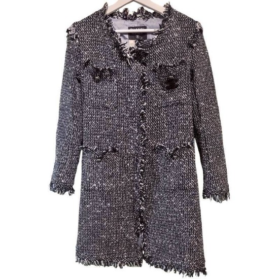 二手奢侈品Chanel香奈兒經典粗花呢外套(9.9新, 肩40×胸42×長90)-編號S165