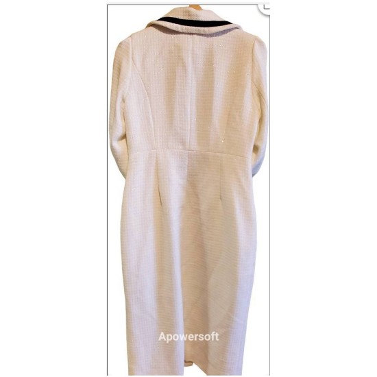 二手奢侈品Chanel香奈兒手工白色縫製呢羊毛羊裝外套(9.9新, 肩38胸42長113, 官碼38)-編號S19