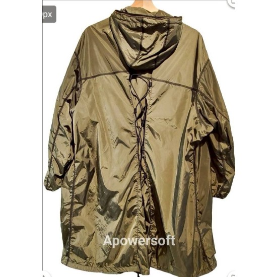 二手奢侈品Prada普拉達綠色風衣外套(9.9新, 肩42胸70長101)-編號S20