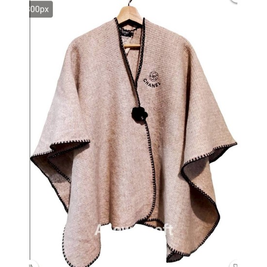 二手奢侈品Chanel香奈兒羊毛披巾(9.9新, 肩46胸70長120)-編號S23