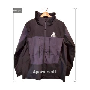 二手奢侈品Chanel香奈兒黑灰色衝風衣外套(9.9新, 肩50胸58長60)-編號S25