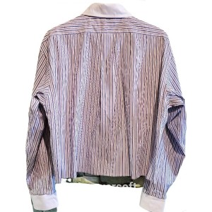 二手奢侈品miumiu藍紫線條襯杉（白領袖子可拆）(9.9新, 肩50胸58長57)-編號S29