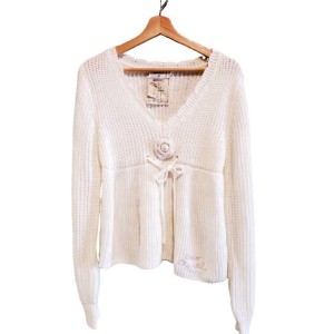 二手奢侈品Chanel香奈兒白色百搭毛衣(9.9新, 肩46胸46長55)-編號S31