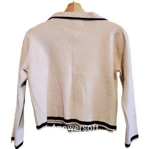 二手奢侈品Chanel香奈兒米白色針織綿外衣(9.9新, 肩42胸50長50)-編號S32